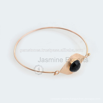 Black Onyx Vermeil Rose Gold Silver Bangle for Women Available in Wholesale Price